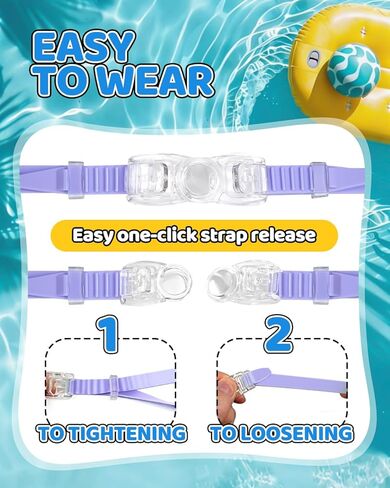 2 Pack Swim goggles for Kids 3-15, Anti-Fog Anti-UV Wide View No Leak Swimming Goggles For Youth Boys Girls in Kuwait