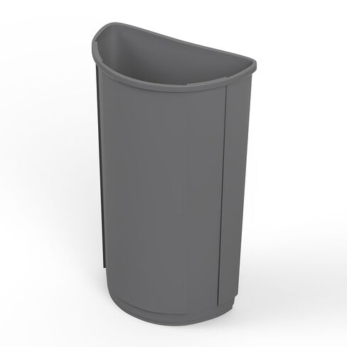 سلة مهملات تجارية سوداء نصف دائرية بسعة 21 جالون مع غطاء باب متأرجح أسود متوافق - وعاء نفايات متين يحتضن الجدار للمساحات ذات حركة المرور العالية in Kuwait