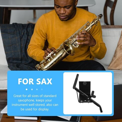 حامل حامل حامل الساكسفون ألتو على الحائط من Veemoon مع خطاف، ملحق تثبيت على الحائط للساكسفون لألتو وتينور ساكس، حامل تخزين ساكس موفر للمساحة للمنزل والاستوديو in Kuwait