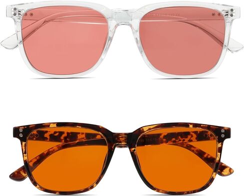 ZUVGEES الفلورسنت الداخلي-41 الفلورسنت الوردي والخارجي-60 بني ملون للصداع النصفي، نظارات حساسية للضوء in Kuwait