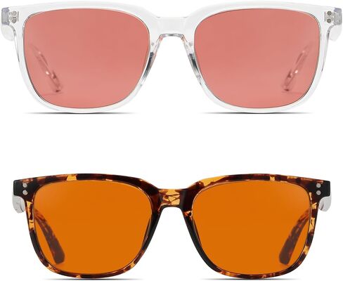 ZUVGEES الفلورسنت الداخلي-41 الفلورسنت الوردي والخارجي-60 بني ملون للصداع النصفي، نظارات حساسية للضوء in Kuwait