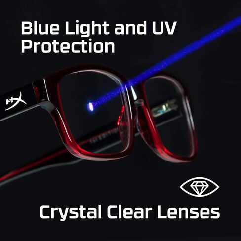 HyperX Spectre Stealth - Gaming Eyewear, Blue Light Blocking Glasses, UV Protection, Acetate Frame, Stainless Steel Temples, Crystal Clear Lenses, Microfiber Bag, Hard Case – Round Small Red in Saudi Arabia