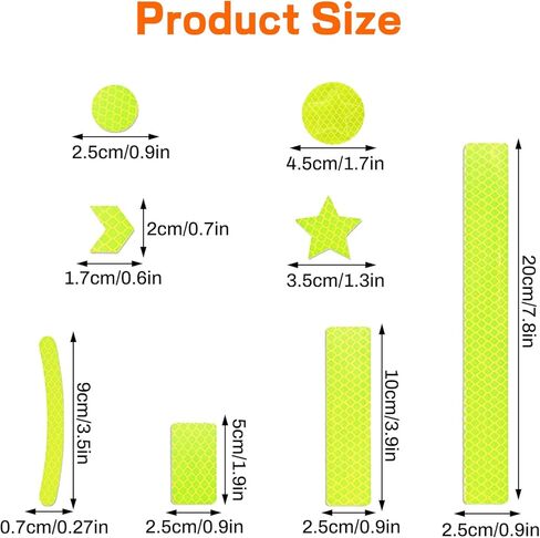 104 قطعة من الملصقات العاكسة، شريط أمان عالي الوضوح لخوذة الدراجة، الدراجة، الدراجة النارية، عربة الأطفال، الكراسي المتحركة، ملصقات مقاومة للماء للرؤية الليلية، منشورية صغيرة، لونين (أصفر ورمادي) in Kuwait