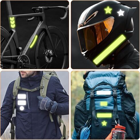 104 قطعة من الملصقات العاكسة، شريط أمان عالي الوضوح لخوذة الدراجة، الدراجة، الدراجة النارية، عربة الأطفال، الكراسي المتحركة، ملصقات مقاومة للماء للرؤية الليلية، منشورية صغيرة، لونين (أصفر ورمادي) in Kuwait