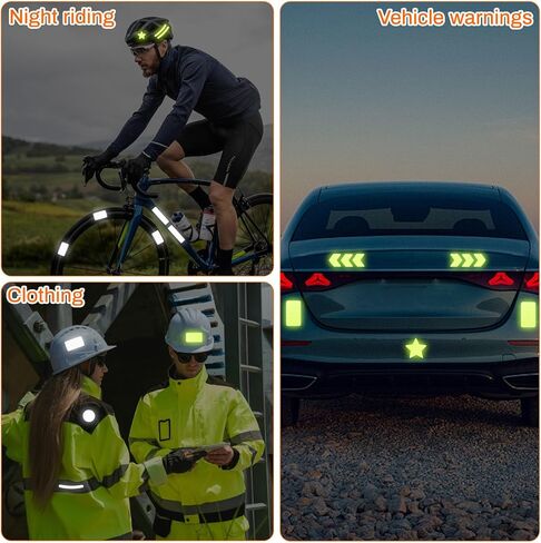 104 قطعة من الملصقات العاكسة، شريط أمان عالي الوضوح لخوذة الدراجة، الدراجة، الدراجة النارية، عربة الأطفال، الكراسي المتحركة، ملصقات مقاومة للماء للرؤية الليلية، منشورية صغيرة، لونين (أصفر ورمادي) in Kuwait