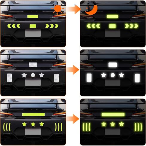 104 قطعة من الملصقات العاكسة، شريط أمان عالي الوضوح لخوذة الدراجة، الدراجة، الدراجة النارية، عربة الأطفال، الكراسي المتحركة، ملصقات مقاومة للماء للرؤية الليلية، منشورية صغيرة، لونين (أصفر ورمادي) in Kuwait