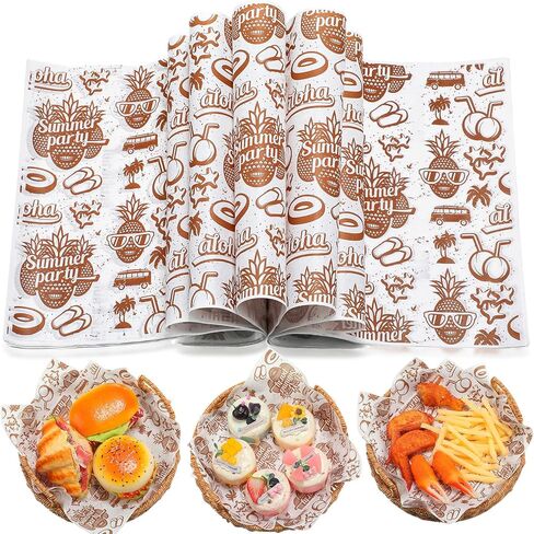 Tenceur 150 PCS Deli Wax Paper Leacts for Food Aloha Grease Resistant Deli Paper Sheets Sandwich Papers for Summer Aloha Party Picnic Kitchen in Saudi Arabia