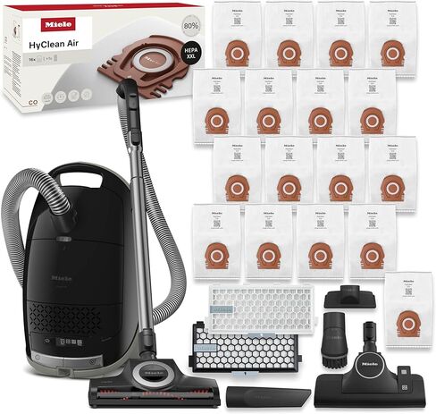 Miele Guard M1 Cat & Dog Bagged Canister مكنسة مكنسة لأصحاب الحيوانات الأليفة مع مرشح جوي نشيط النشط الذي يقلل من الرائحة ، ورأس التوربينات ، والطابقات العالمية ، باللون الأسود/الفضاء. in Kuwait
