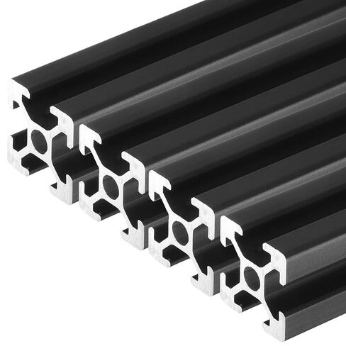 uxcell 4 pcs t slot 2020 ملف تعريف الألومنيوم 100 مم 4 بوصة ، إطار بثق السكك الحديدية الخطي الأسود القياسي الأوروبي للطابعة ثلاثية الأبعاد ، آلة CNC in Kuwait