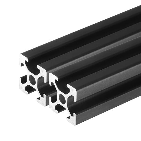 uxcell 4 pcs t slot 2020 ملف تعريف الألومنيوم 100 مم 4 بوصة ، إطار بثق السكك الحديدية الخطي الأسود القياسي الأوروبي للطابعة ثلاثية الأبعاد ، آلة CNC in Kuwait