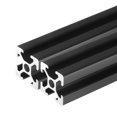 uxcell 4 pcs t slot 2020 ملف تعريف الألومنيوم 100 مم 4 بوصة ، إطار بثق السكك الحديدية الخطي الأسود القياسي الأوروبي للطابعة ثلاثية الأبعاد ، آلة CNC in Kuwait