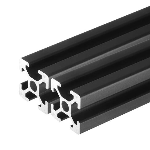 uxcell 4 pcs t slot 2020 ملف تعريف الألومنيوم 100 مم 4 بوصة ، إطار بثق السكك الحديدية الخطي الأسود القياسي الأوروبي للطابعة ثلاثية الأبعاد ، آلة CNC in Kuwait