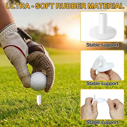 Rubber Golf Tees, 8 Pack Mixed Size Golf Tees for Mats, Durable Rubber Tees for Driving Range, Indoor & Outdoor Golf Practice (White) in Kuwait