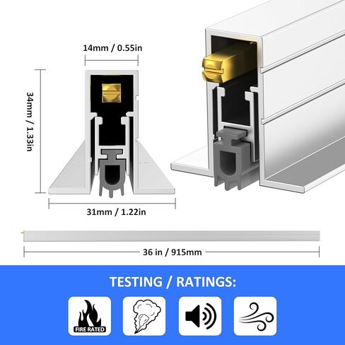 Automatic Door Sweeping Bottom Aluminum Alloy 36in Recessed Mount Type - Suitable for Door Bottom Sealing Sound Insulation Windproof Dustproof Light Blocking and Small Animal Prevention in Kuwait