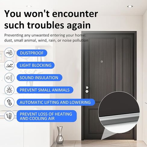 Automatic Door Sweeping Bottom Aluminum Alloy 36in Recessed Mount Type - Suitable for Door Bottom Sealing Sound Insulation Windproof Dustproof Light Blocking and Small Animal Prevention in Kuwait
