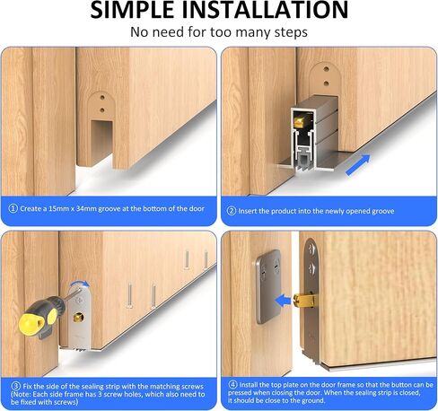 Automatic Door Sweeping Bottom Aluminum Alloy 36in Recessed Mount Type - Suitable for Door Bottom Sealing Sound Insulation Windproof Dustproof Light Blocking and Small Animal Prevention in Kuwait