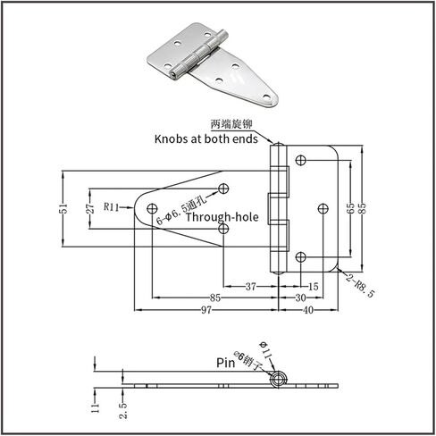 مفصل باب قابل للطي شديد التحمل من الفولاذ المقاوم للصدأ 304 قطعة واحدة in Kuwait