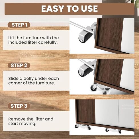 5 Pack 6 Inch Steel Tri-Dolly with Lifter Set, 200 lbs Load Capacity Mover's Dolly, 3-Wheel Furniture Moving Wheels for Easy Moving Cabinet Furniture and Appliances (Silvery) in Saudi Arabia