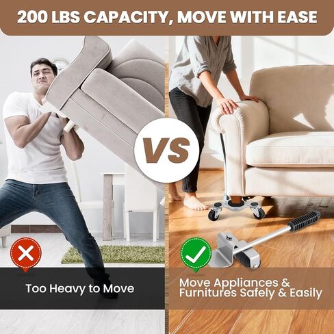 5 Pack 6 Inch Steel Tri-Dolly with Lifter Set, 200 lbs Load Capacity Mover's Dolly, 3-Wheel Furniture Moving Wheels for Easy Moving Cabinet Furniture and Appliances (Silvery) in Saudi Arabia