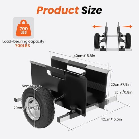 10" Panel Dolly Cart: Heavy-Duty Drywall Cart 700LB Capacity, Pneumatic Wheels, Adjustable Frame for Drywall, Plywood, Doors | Indoor & Outdoor Use (Black) in Saudi Arabia