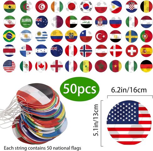World Cup National Flag String 5Countries world Flags Banner for World Cup Decorations 2026 International Party Decor Outdoor Garden Bunting Classroom Home Soccer Party Supplies in Kuwait