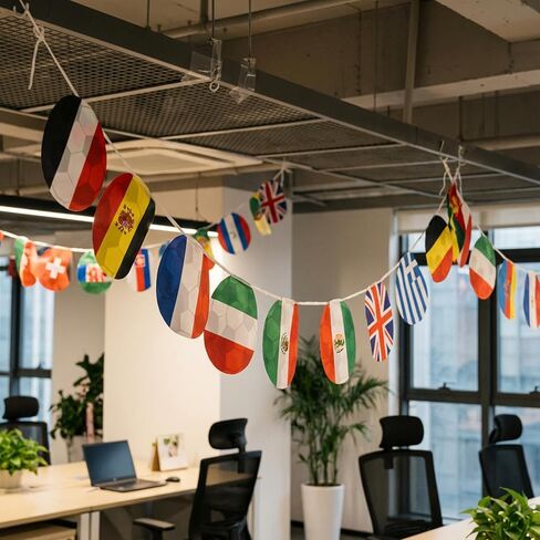 World Cup National Flag String 5Countries world Flags Banner for World Cup Decorations 2026 International Party Decor Outdoor Garden Bunting Classroom Home Soccer Party Supplies in Kuwait