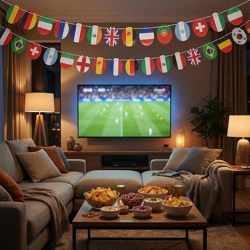 World Cup National Flag String 5Countries world Flags Banner for World Cup Decorations 2026 International Party Decor Outdoor Garden Bunting Classroom Home Soccer Party Supplies in Kuwait