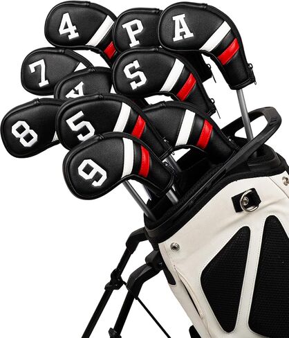 Big Teeth Golf Iron Headcovers, Colorful Iron Golf Club Covers Zipper Closure, Black and White Big Number Iron Golf Club Covers for Men in Saudi Arabia