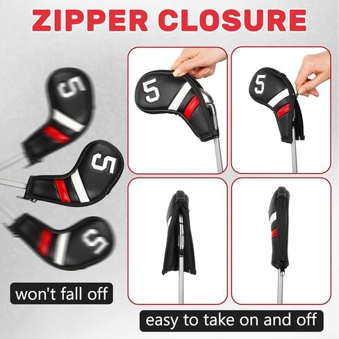 Big Teeth Golf Iron Headcovers, Colorful Iron Golf Club Covers Zipper Closure, Black and White Big Number Iron Golf Club Covers for Men in Saudi Arabia