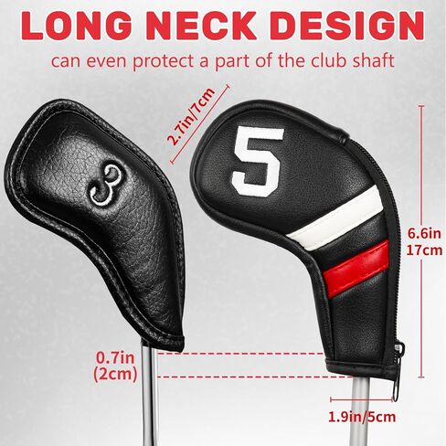 Big Teeth Golf Iron Headcovers, Colorful Iron Golf Club Covers Zipper Closure, Black and White Big Number Iron Golf Club Covers for Men in Saudi Arabia