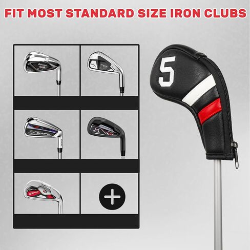 Big Teeth Golf Iron Headcovers, Colorful Iron Golf Club Covers Zipper Closure, Black and White Big Number Iron Golf Club Covers for Men in Saudi Arabia
