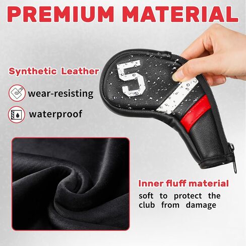 Big Teeth Golf Iron Headcovers, Colorful Iron Golf Club Covers Zipper Closure, Black and White Big Number Iron Golf Club Covers for Men in Saudi Arabia