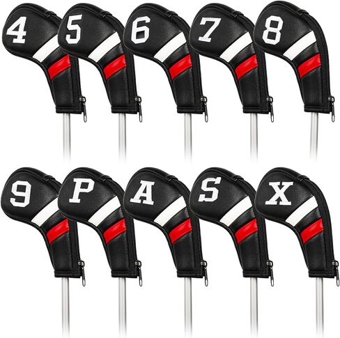 Big Teeth Golf Iron Headcovers, Colorful Iron Golf Club Covers Zipper Closure, Black and White Big Number Iron Golf Club Covers for Men in Saudi Arabia