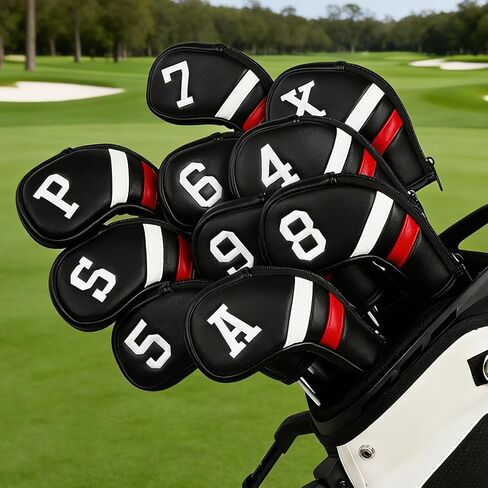 Big Teeth Golf Iron Headcovers, Colorful Iron Golf Club Covers Zipper Closure, Black and White Big Number Iron Golf Club Covers for Men in Saudi Arabia