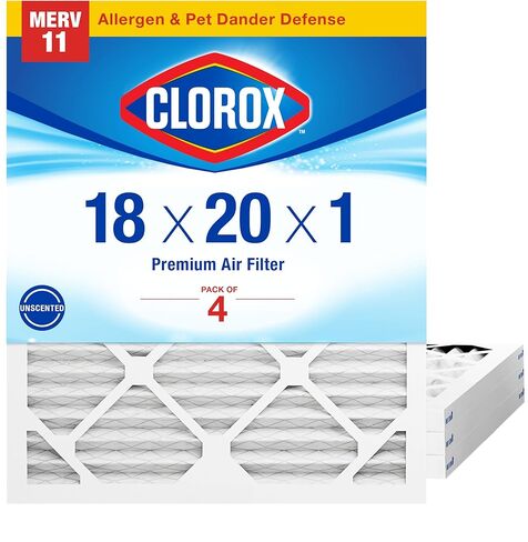 فلتر هواء كلوروكس 18 × 20 × 1، مرشحات هواء فرن HVAC AC مطوية من MERV 8 للوبر والغبار وحبوب اللقاح، MPR 600 وFPR 5 - عبوة من 4 قطع in Kuwait