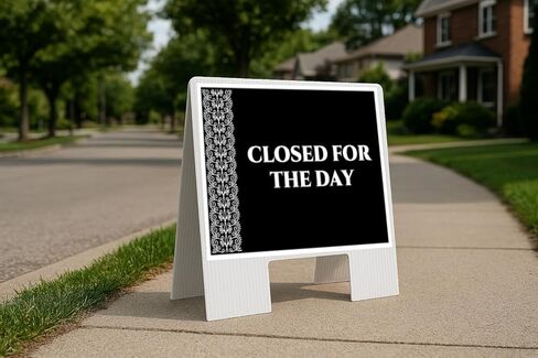 Closed For The Day Formal Folding Coroplast A-Frame Double Sided 23x23 in. Sign in Saudi Arabia