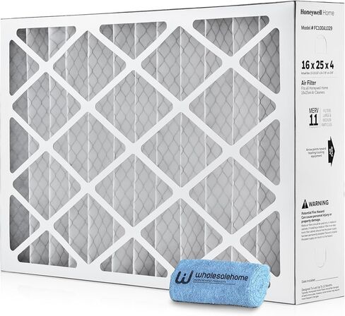 16x25x4 Air Filter Replacement MERV 11, FC100A1029 Pleated HVAC AC Furnace Filters with Wholesalehome Cleaning Cloth, 2-Pack (Actual Size: 15.94 x 24.86 x 4.38 Inches) in Kuwait