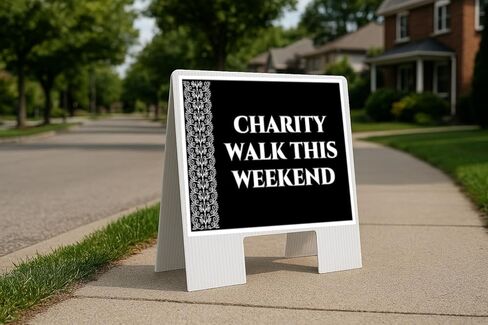 Charity Walk This Weekend Formal Folding Coroplast A-Frame Double Sided 23x23 in. Sign in Kuwait