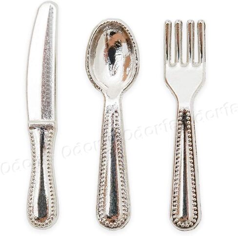 Odoria 1/12 Miniature Silverware Knife Fork Spoon 12Pcs Set Dollhouse Decoration Accessories, Silver in Saudi Arabia