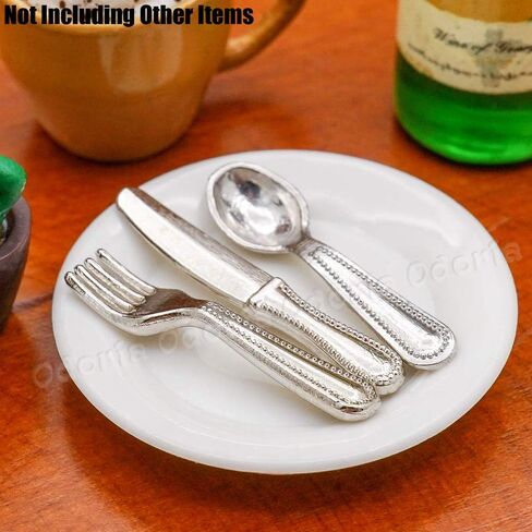 Odoria 1/12 Miniature Silverware Knife Fork Spoon 12Pcs Set Dollhouse Decoration Accessories, Silver in Saudi Arabia