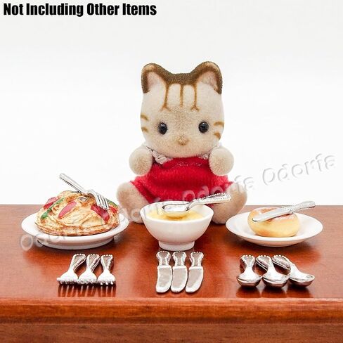 Odoria 1/12 Miniature Silverware Knife Fork Spoon 12Pcs Set Dollhouse Decoration Accessories, Silver in Saudi Arabia