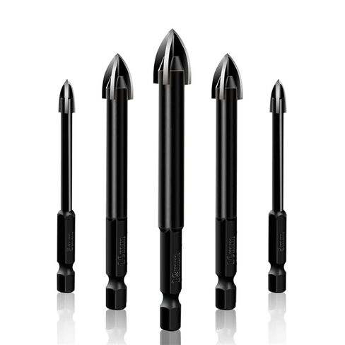 5pcs/Set Efficient Universal Drilling Tool Cemented Carbide Drill Bit Ceramic Brick Wall Hole Opening Power Tools Accessories(5pcs Black) in Saudi Arabia