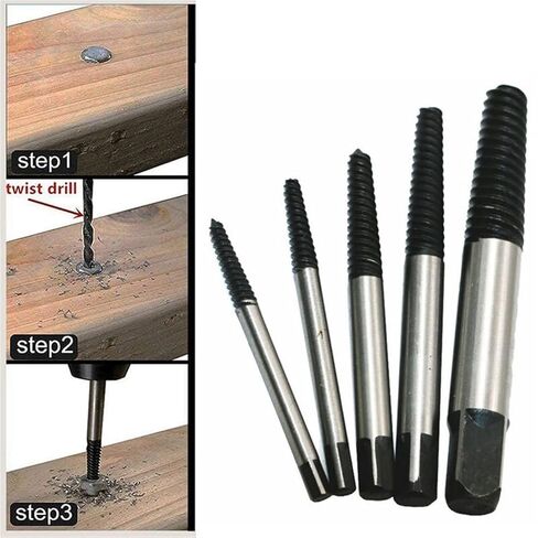 كسر المسمار مزيل النازع لقمة ثقب 5 قطعة الصلب دائم سهلة خارج مزيل مركز الحفر التالفة البراغي مزيل أداة ثقب in Kuwait