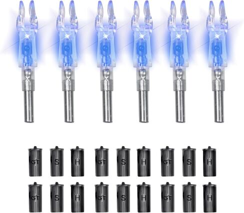 6PCS Lighted Nocks for Arrows, Universal Fit for Crossbow Bolts with .285"/.297"/.300"/.305" Bushings, Highly Visibility LED Arrow Nocks, Bowstring Activated on-Off Switch in Kuwait