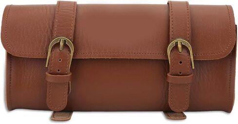 Bike Handlebar Leather Bags, Water Proof Wearproof Retro Style Artificial Leather Bicycle Front Frame Bag Bike Pouch Cycling Accessory for Bicycle in Saudi Arabia