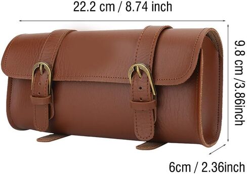 Bike Handlebar Leather Bags, Water Proof Wearproof Retro Style Artificial Leather Bicycle Front Frame Bag Bike Pouch Cycling Accessory for Bicycle in Saudi Arabia