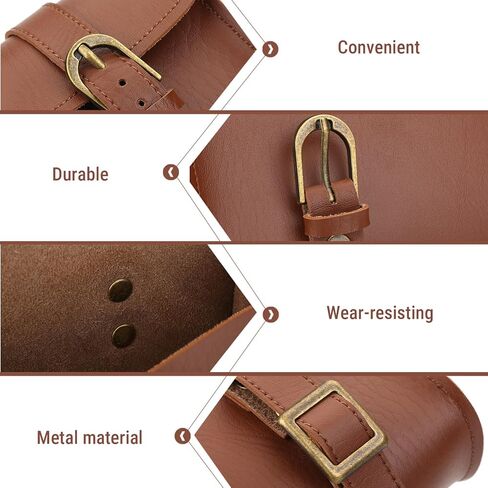 Bike Handlebar Leather Bags, Water Proof Wearproof Retro Style Artificial Leather Bicycle Front Frame Bag Bike Pouch Cycling Accessory for Bicycle in Saudi Arabia