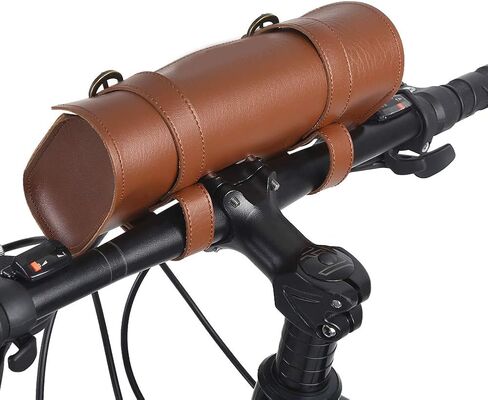 Bike Handlebar Leather Bags, Water Proof Wearproof Retro Style Artificial Leather Bicycle Front Frame Bag Bike Pouch Cycling Accessory for Bicycle in Saudi Arabia