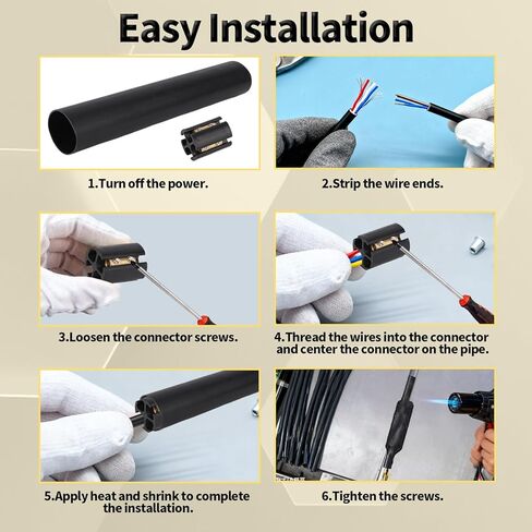 2 Sets Underground Line Wire Splicing Kit, Including Connectors Heat Shrink Tubing Wrench for Accommodates Grounded UF Cables of Various Wire Diameters from 14/3 to 8/3 in Saudi Arabia