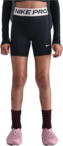 Nike Pro Big Kids' (Girls') Dri-FIT 5" Shorts (Black/Platinum Violet/White) Size Small in Saudi Arabia